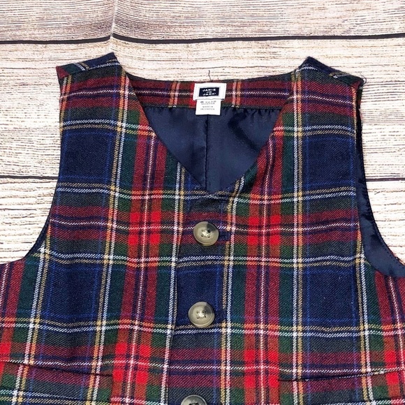Janie and Jack Red and Blue Tartan Plaid Wool Vest Size 6-12 Months - Picture 10 of 10